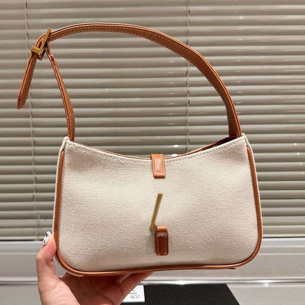 

underarm shoulder bag women hobo handbag canvas leather pouch metal letter hasp large capacity tote bags adjustable leather strap interior z