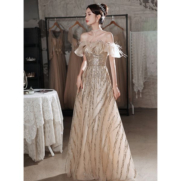 

elegant mermaid prom dresses champagne gold lace sequined shiny bling backless illusion feather off shoulder plus size formal evening dresse, Black