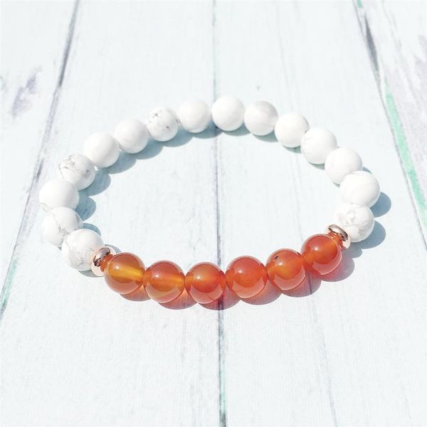 

mg0442 8 mm carnelian women's bracelet howlite emotional balance bracelet natural gem stone handmade bracelet whole246f, Black