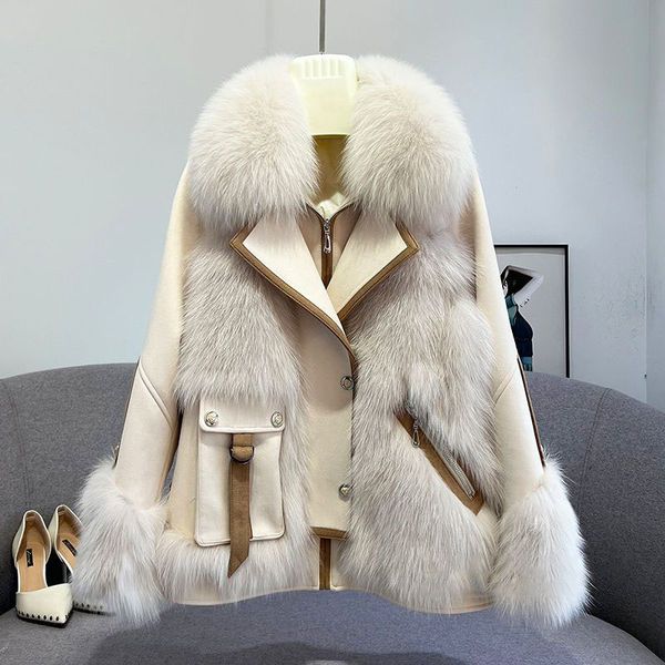 

fur coat 2023 autumn/winter new fashion plush thickened coat long sleeve regular length s- monochrome, Black