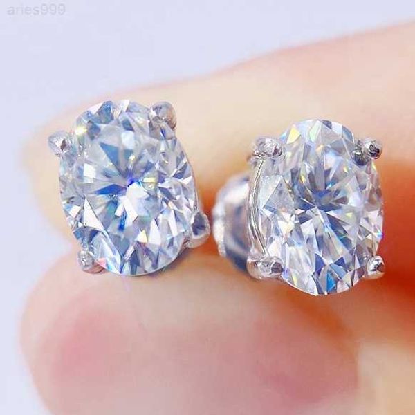 

iced out big oval cut moissanite bridal earrings sterling silver trendy fashion men women luxury diamond earrings, Golden
