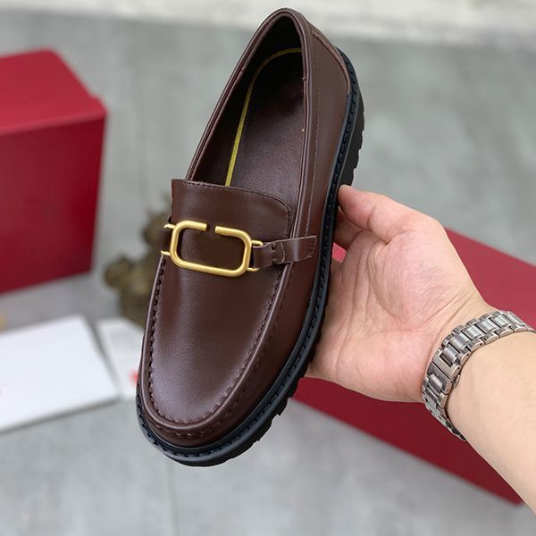 

2023 summer new all-match leather shoes trend explosion increased men's shoes casual leather shoes non-slip design without lace-up for, Black