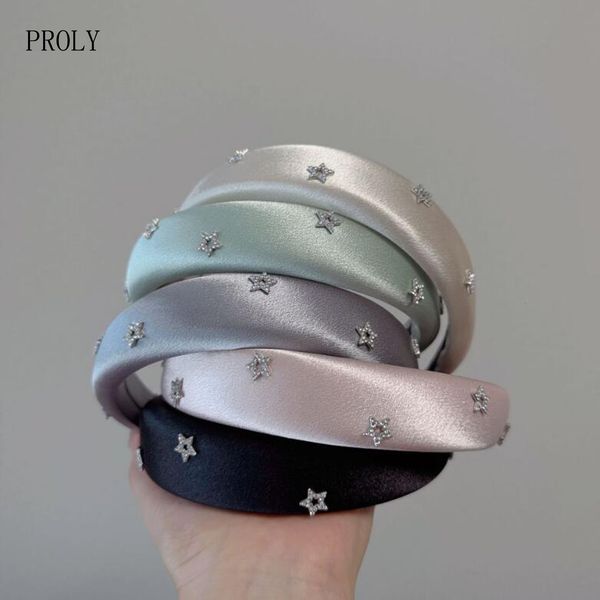 

headbands proly fashion hairband for women wide side flower headwear shining casual sponge turban autumn hair accessories 230823, Silver