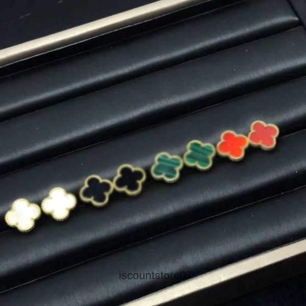 

designers vintage 4/four leaf clover stud couple flannel fashion bangle geometric crystal pearl earring, Golden;silver