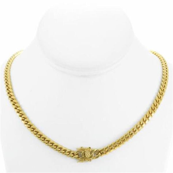

6mm men 14k gold plated close tight miami cuban chain triple box lock 24 inches287z, Silver