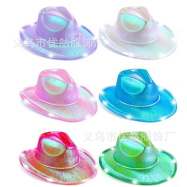 

led pink glazed denim hat with light bead light hat, colorful fluorescent party and party hat, Blue;gray