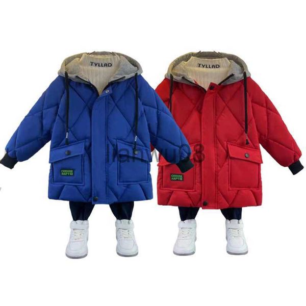 

down coat winter new boys coats fashion korean version children hooded warm cotton outerwear kids clothes teens thicken down jackets 714y x0, Blue;gray