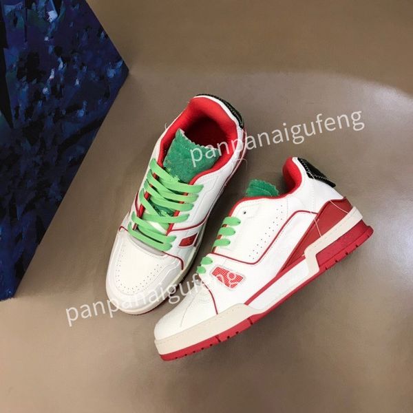 

2023 designer sports shoes casual shoes calfskin leather white red blue letter overlay platfor low sports shoes training shoes sizes 39-44 r, Black