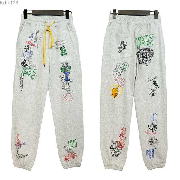 

mens pants fashion sweatpants joggers men women rhudes sport jogging pants beam foot trousers size s-xl, Black