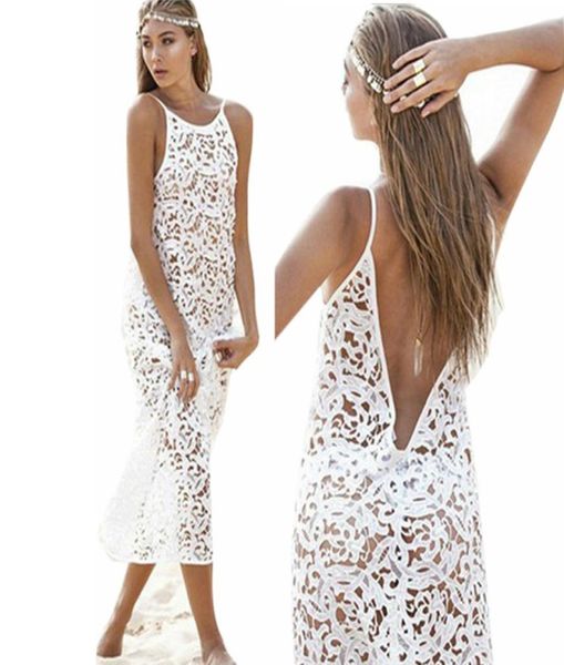 

summer fashion dress boho beach dress halter dresses for women white lace dresses plus size summer vestidos females hollow ou1400021, Black;gray