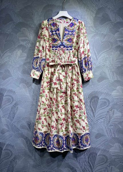 

australian designer, new autumn 2023 print with belt long sleeved dress, Black;gray