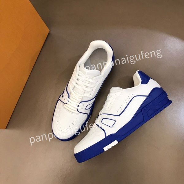 

2023 luxury designer sports shoes casual shoes calfskin leather white blue letter overlay platfor low sports shoes training shoes sizes 39-4, Black