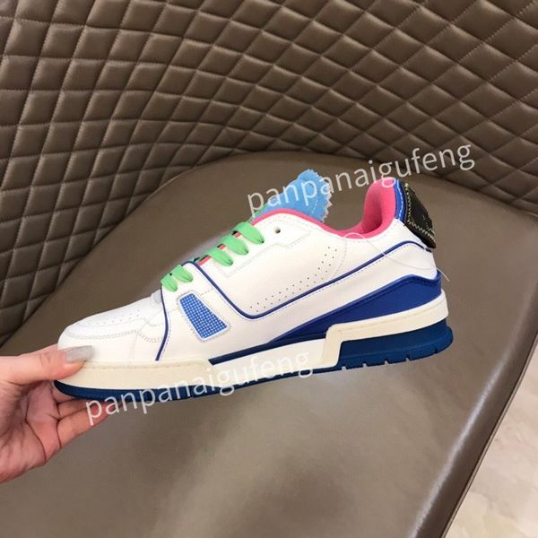 

2023 new luxury designer sports shoes casual shoes calfskin leather white blue letter overlay platfor low sports shoes training shoes sizes, Black