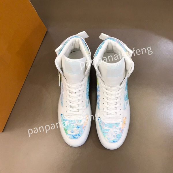 

new luxury designer casual shoes white black blue red calf leather lace-up sneaker rubber sole trainers flatplatform sneakers rd2208010 39-4