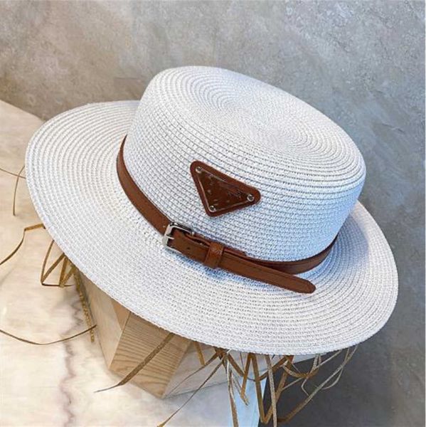 

designer wide brim straw hats for men women bucket letter print strawhat, Blue;gray