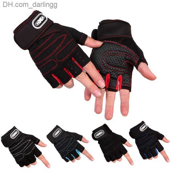 

men's cycling gloves motorcycle gloves workout weightlifting gym training gloves with wrist strap fingerless mtb bicycle gloves q230825, Black