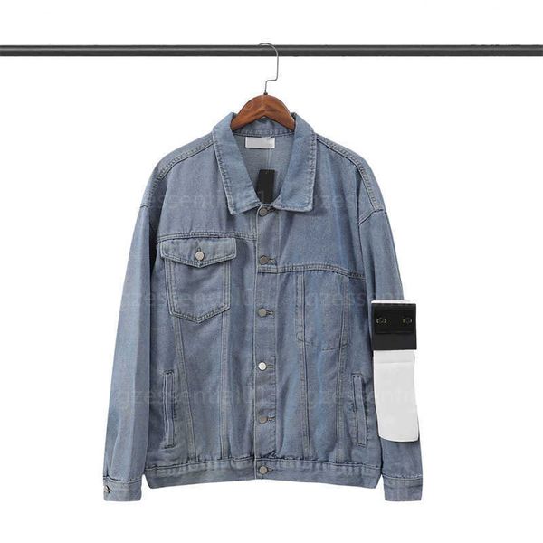 

mens denim overshirt mens designer jacket luxury long sleeved lapel patchwork coat washed old high street womens clothing designers jackets, Black;brown