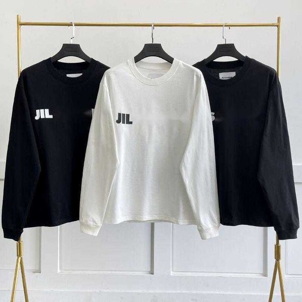

minimalist style clothing men women sweaters printed long sleeve tshirt jil designer sweater round neck hoodie oversize casual pullover shir, Black