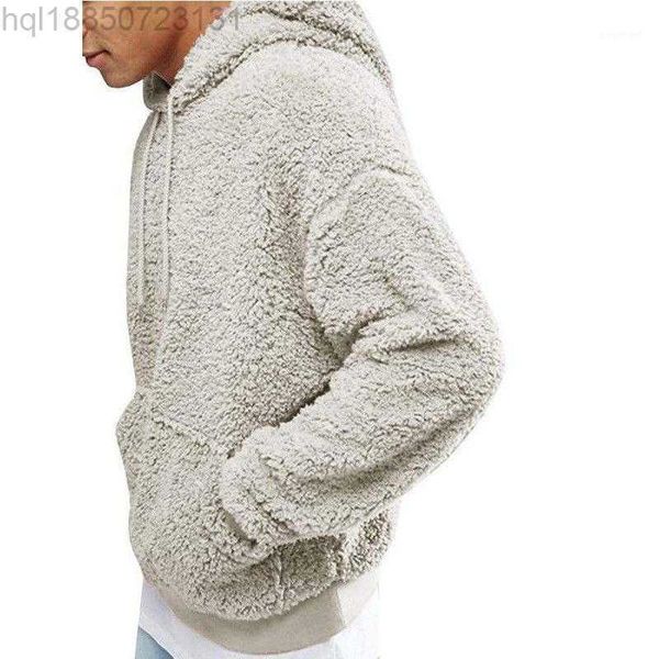 

men's hoodies & sweatshirts hoodie hooded sweatshirt warm faux fur teddy bear pullover casual men baggy coat for winter autumn, Black