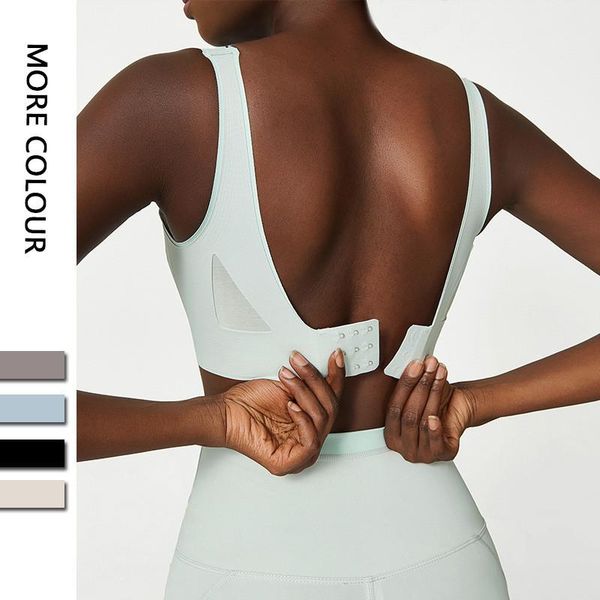 

set gym women fitness bra tight yoga vest sports tank breathable mesh belt chest pad with back buckle with removable chest