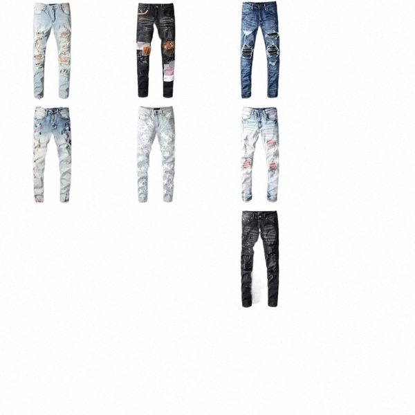 

designer stack stacked jeans european purple jeans for mens quilting ripped for trend brand vintage pant mens fold slim skinny masculina tou, Blue