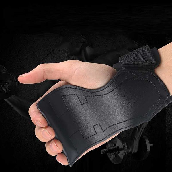 

gym grips palm guards cowhide palm protector weightlifting gymnastics workout gloves grips fitness training equipment q230825, Black