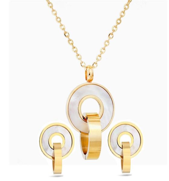 

fashion jewelry sets gold color stainless steel shell pendant necklace earrings accessory for women wedding party 1861 q23029487, Silver