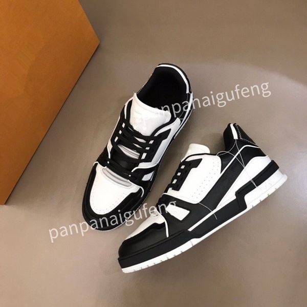 

2023 new luxurys designer sports shoes casual shoes calfskin leather white blue letter overlay platfor low sports shoes training shoes sizes, Black