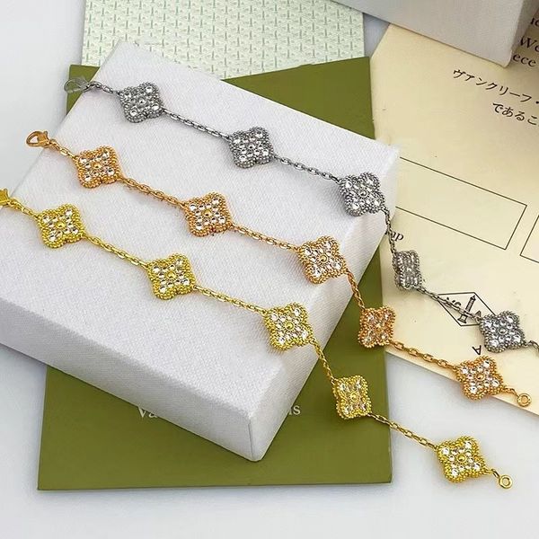 

5 motif fashion four leaf clover bracelet luxury jewerly designer for woman 18k rose plated silver shell women gold chain men fashion jewelr, Golden;silver