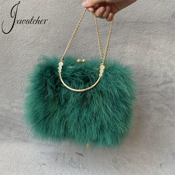 

evening bags jxwatcher luxury ostrich feather party dress clutch bag for women fashion wedding handbag chain shoulder purses 230824