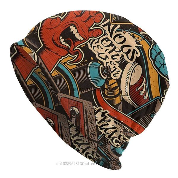 

beanie/skull caps knit hat urban pattern fashion beanie caps for men women hip hop graffiti street art skullies beanies ski caps soft bonnet, Blue;gray