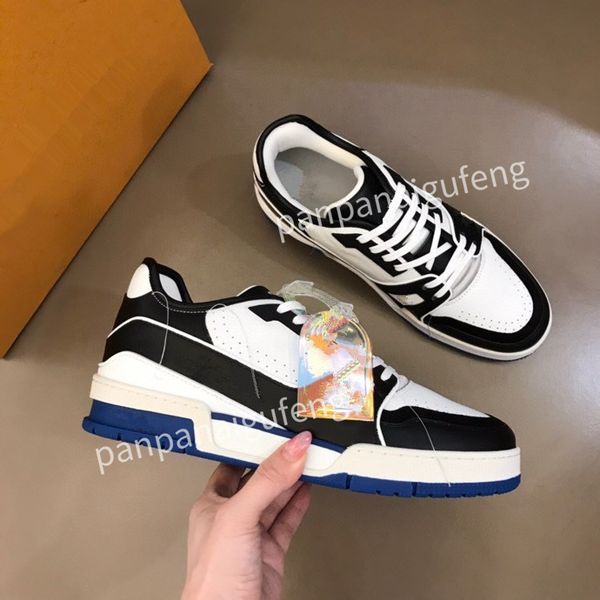 

new designer sports shoes casual shoes calfskin leather white blue letter overlay platfor low sports shoes training shoes sizes 39-44 rd2209, Black