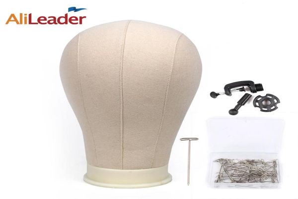 

alileader canvas block head manequin head wig display styling with mount hole plain face with stand for wigs hat7498822