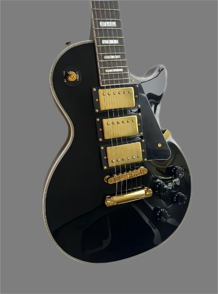 

standard electric guitar, black and silver, well built, shipping in 3 days