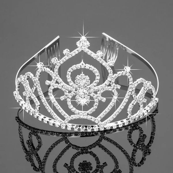 

bridal tiaras with rhinestones wedding jewelry girls headpieces birthday party performance pageant crystal crowns wedding accessor zz, Silver