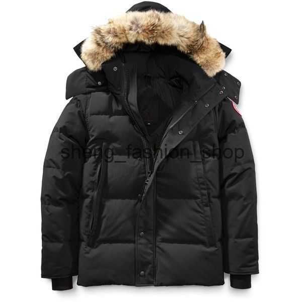 

mens down jacket goose coat real big wolf fur canadian wyndham overcoat clothing fashion style winter outerwear parka 1 k7l9 k7l9, Black