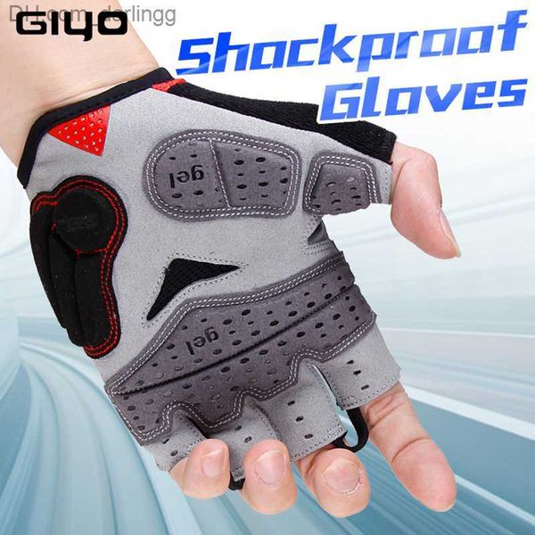 

giyo summer cycling gloves gel half finger shockproof sport gym gloves mtb mountain bicycle bike gloves for men/women antil-skip q230825, Black