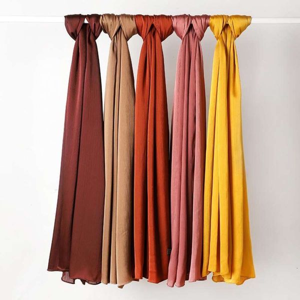 

style malay southeast asian neckerchiefs natural wrinkle single color long scarf crepe breathable womens, Blue;gray