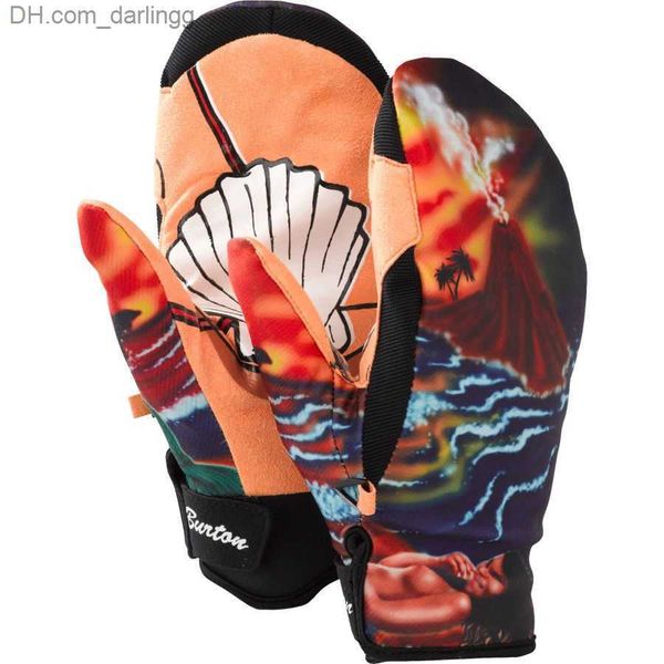 

multi colors winter professional snowboard gloves cartoon patterns windproof waterproof ski gloves outdoor thermal snow gloves q230825, Black