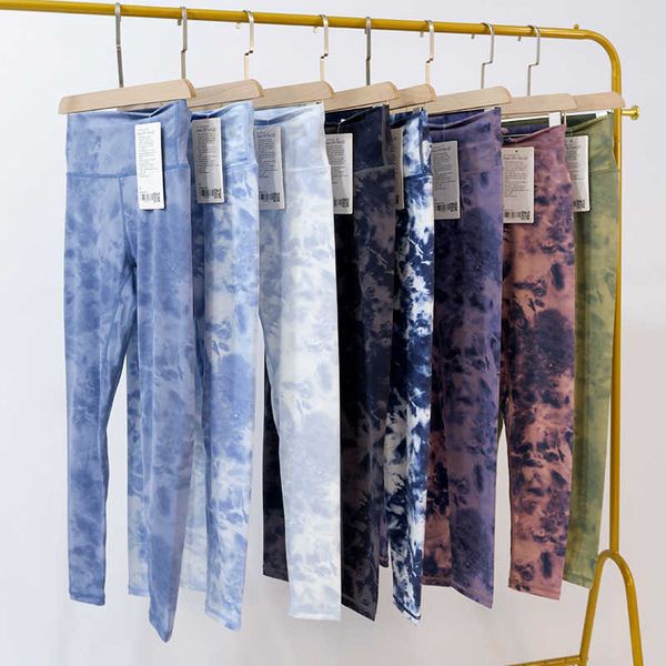 

lulus align tie dye yoga clothes ll high waist yoga pants women push-up fitness leggings soft elastic hip lift t-shaped sports pants running, Black