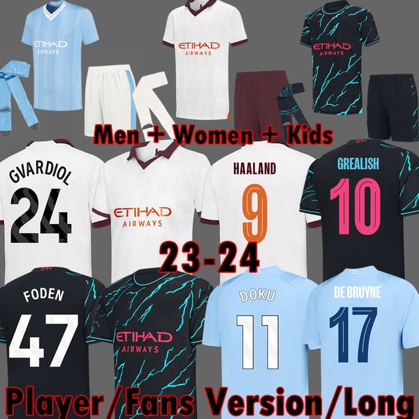 

2023 champions finals 2024 foden de bruyne haaland doku blue moon soccer jerseys grealish gvardiol man cities pre match football shirt 23 24, Black;yellow