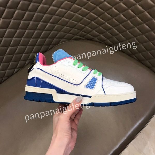 

2023 new luxury designer sports shoes casual shoes calfskin leather white red blue letter overlay platfor low sports shoes training shoes si, Black