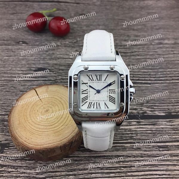 

32mm fashion women's watch quartz leather silver gold dress watch ladies square tank stainless steel case original buckle ana276m, Slivery;brown