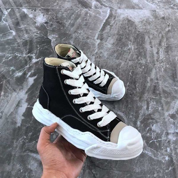 

mmy casual shoes maison mihara yasuhiro thick bottom canvas mihara men sneakers lace-up yasuhiro high shoes men's casual women's b, Black