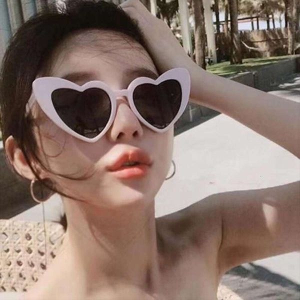 

heart shaped sunglasses trendy sunblock cute concave for women, White;black