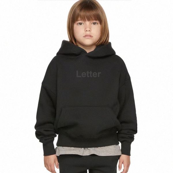 

kid hoodies sweatshirts essentialhoodie child baby hooded jogger long sleeve trousers loose clothing tracksuit b7rj#, Black