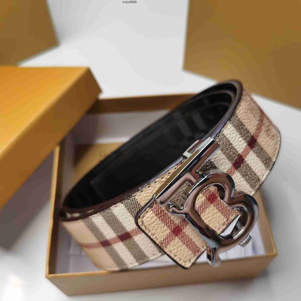 

casual burberiness burbreriness comfortable burberriness belts check for men designer waistband fashion women smoot belt two sides fashion w, Black;brown