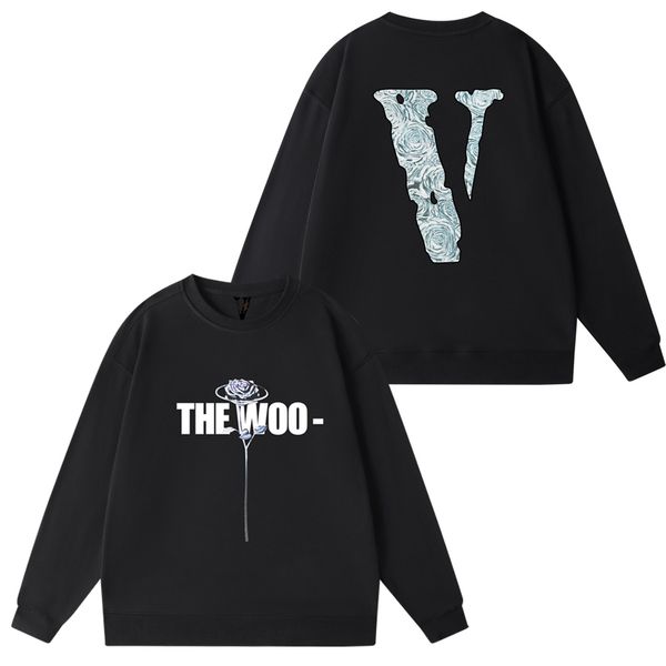

hoodie vlone men's and women's designer hooded sweater letter printing fashion love winter round neck sweater couple sweater, Black