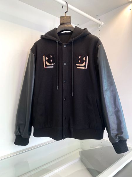 

the latest autumn and winter designer jacket fashion leather stitching design single breasted jacket us size luxury brand mens jacket, Black;brown