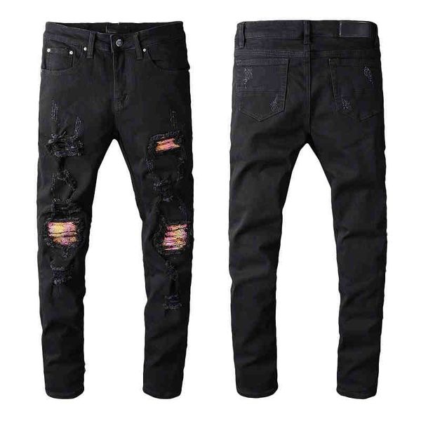 

23sss jeans mens designer jeans for mens pants man white black rock revival jeans biker pants man pant broken hole embroidery hip hop denim, Blue